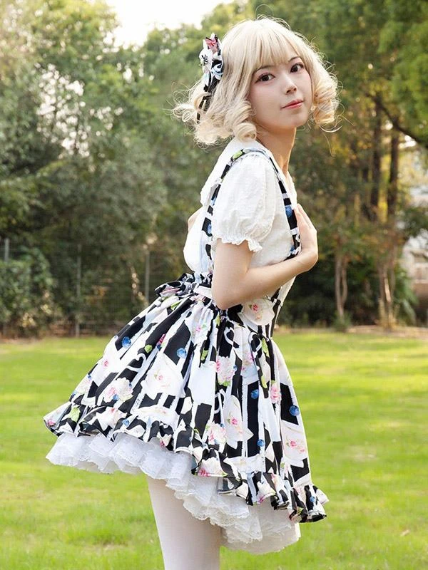 Idol clothes Lolita Skirt Cardcaptor Sakura Ruffles As Image Floral Print Lolita Skirts - Image 2