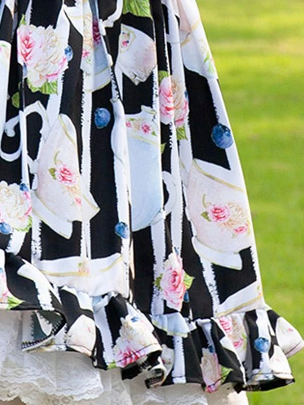 Idol clothes Lolita Skirt Cardcaptor Sakura Ruffles As Image Floral Print Lolita Skirts - Image 6