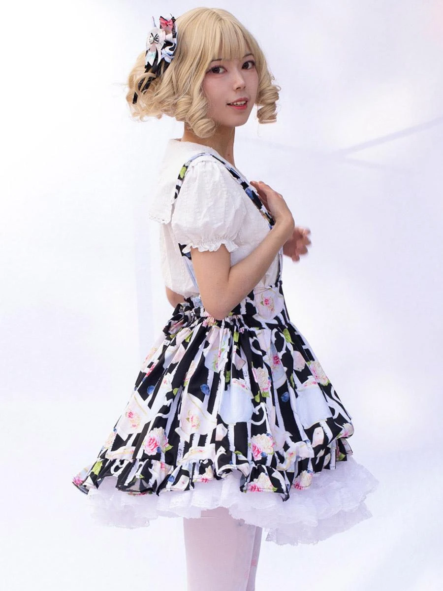 Idol clothes Lolita Skirt Cardcaptor Sakura Ruffles As Image Floral Print Lolita Skirts - Image 5