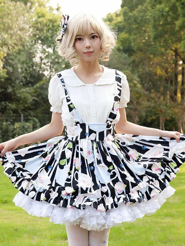 Idol clothes Lolita Skirt Cardcaptor Sakura Ruffles As Image Floral Print Lolita Skirts