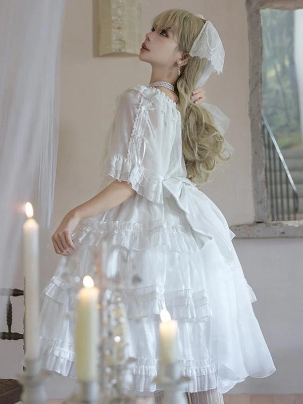 Lolita Dresses Tea Party Style Lolita Skirt Lace Sleeveless Polyester Sweet White - Image 6