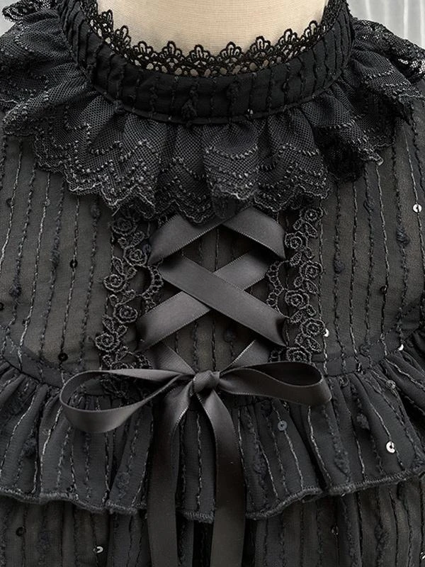 Sweet Lolita Blouses Apricot Long Sleeves Lolita Top Lace Ruffles Lolita Shirt - Image 3