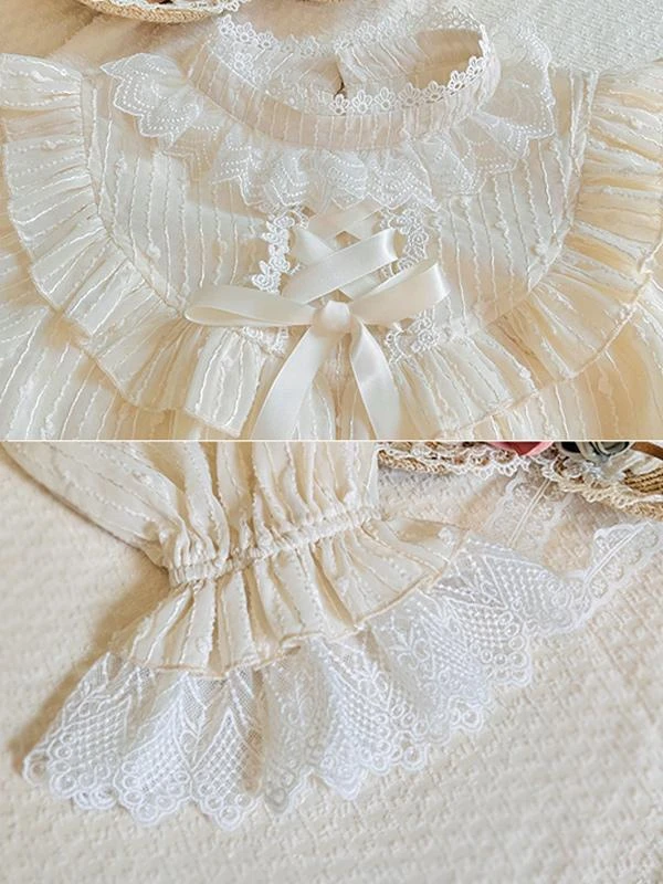 Sweet Lolita Blouses Apricot Long Sleeves Lolita Top Lace Ruffles Lolita Shirt - Image 5