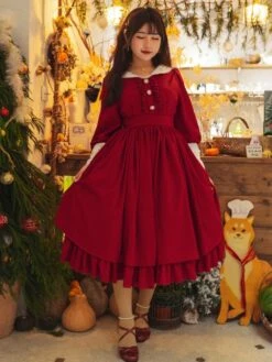 Classical Lolita Dress Polyester Ruffles Lolita Dresses Long Sleeves Classic Baby Blue