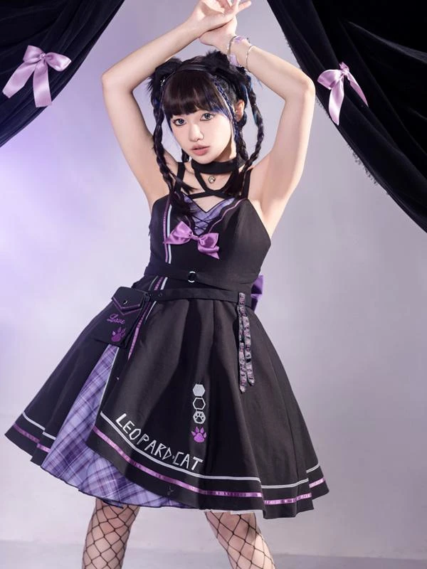 Gothic Lolita Outfits Black Plaid Bows Sleeveless Jumper Overcoat - Image 5