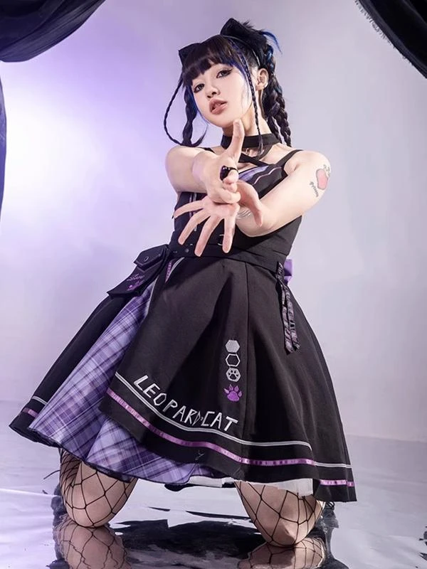 Gothic Lolita Outfits Black Plaid Bows Sleeveless Jumper Overcoat - Image 6