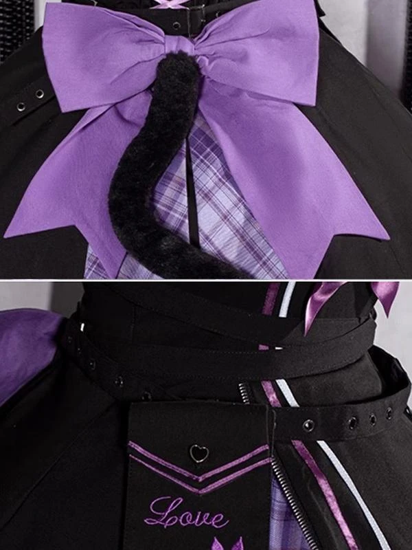 Gothic Lolita Outfits Black Plaid Bows Sleeveless Jumper Overcoat - Image 7