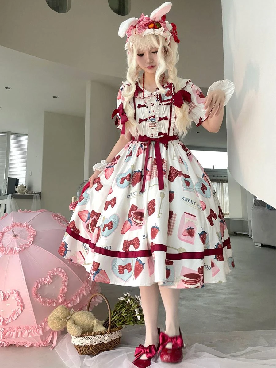 Sweet Lolita Dress Polyester Short Sleeves Dress ROCOCO Style Lolita Dress - Image 4