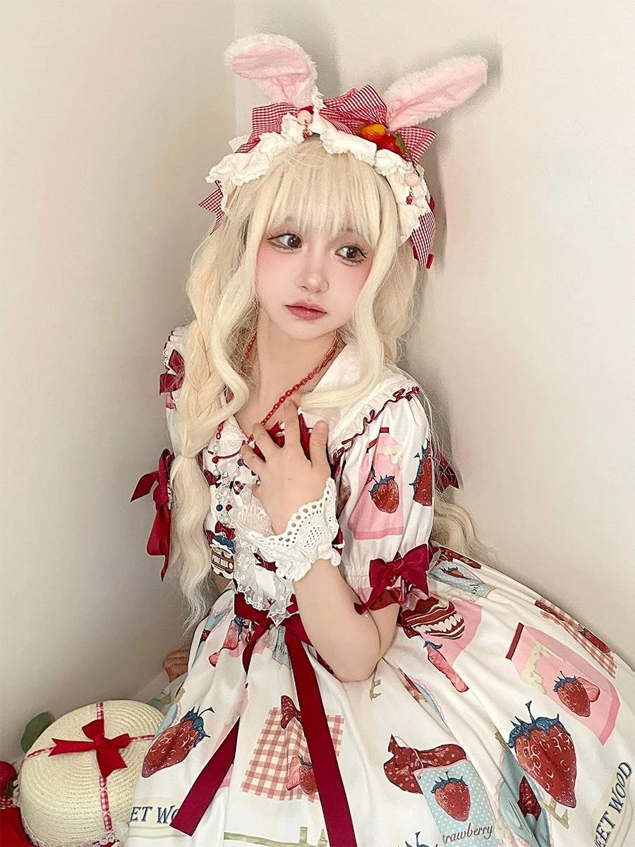 Sweet Lolita Dress Polyester Short Sleeves Dress ROCOCO Style Lolita Dress - Image 6