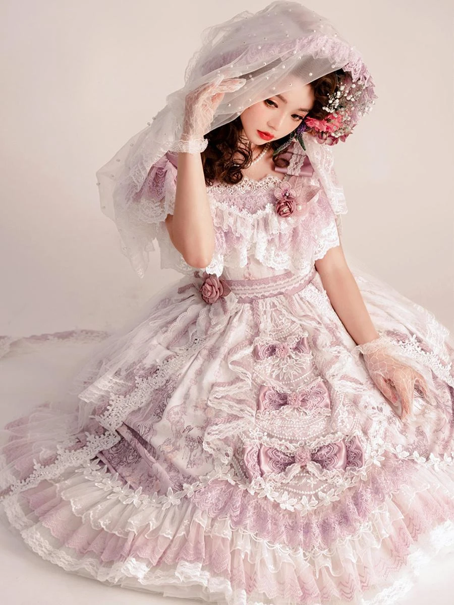 Sweet Lolita Wedding Dress Polyester Short Sleeves Lolita Wedding Dress Bride Lolita Dress - Image 9