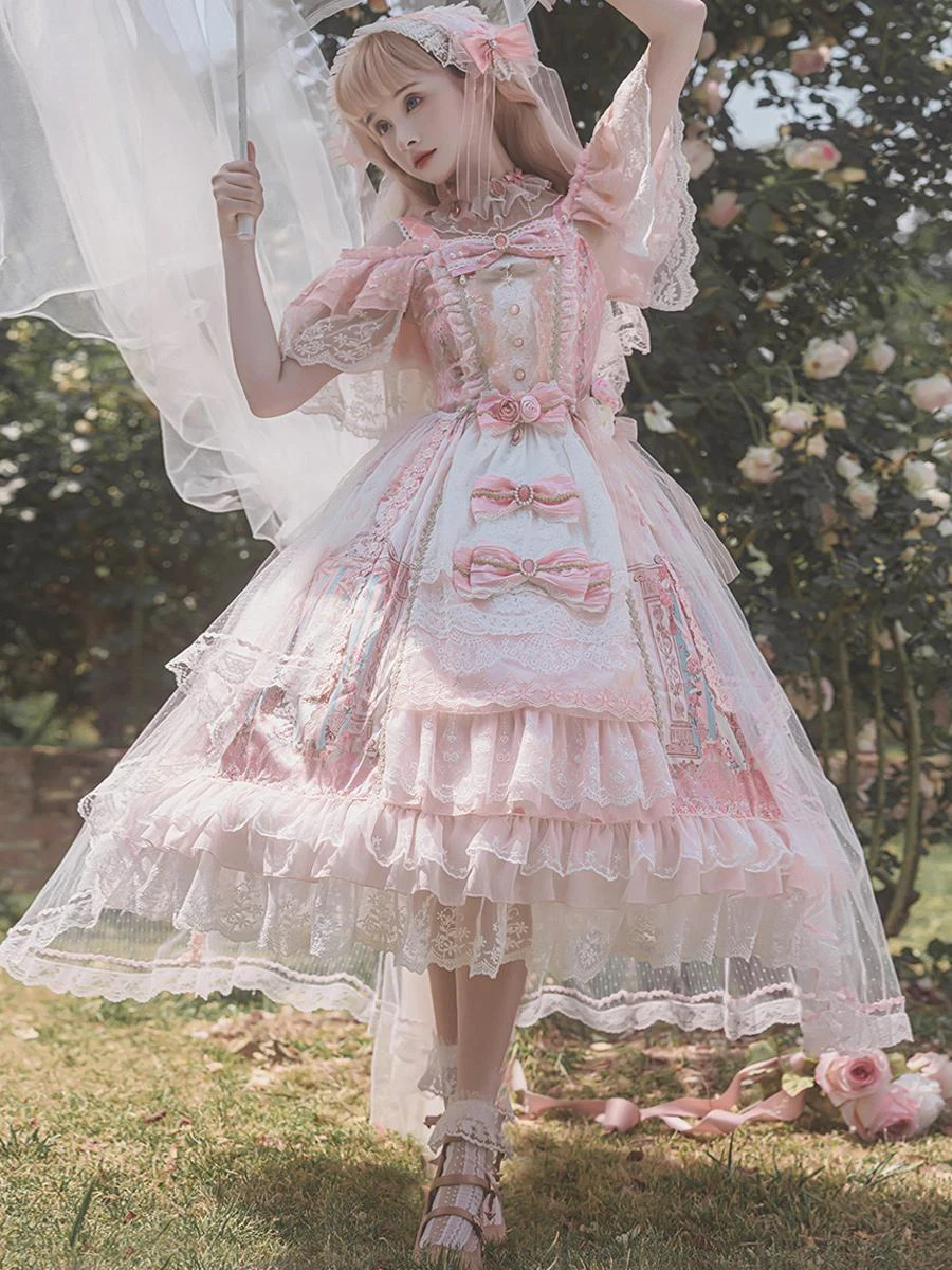 Sweet Lolita Dress Polyester Sleeveless Lolita Wedding Dress Bride Hime Lolita Dress - Image 3