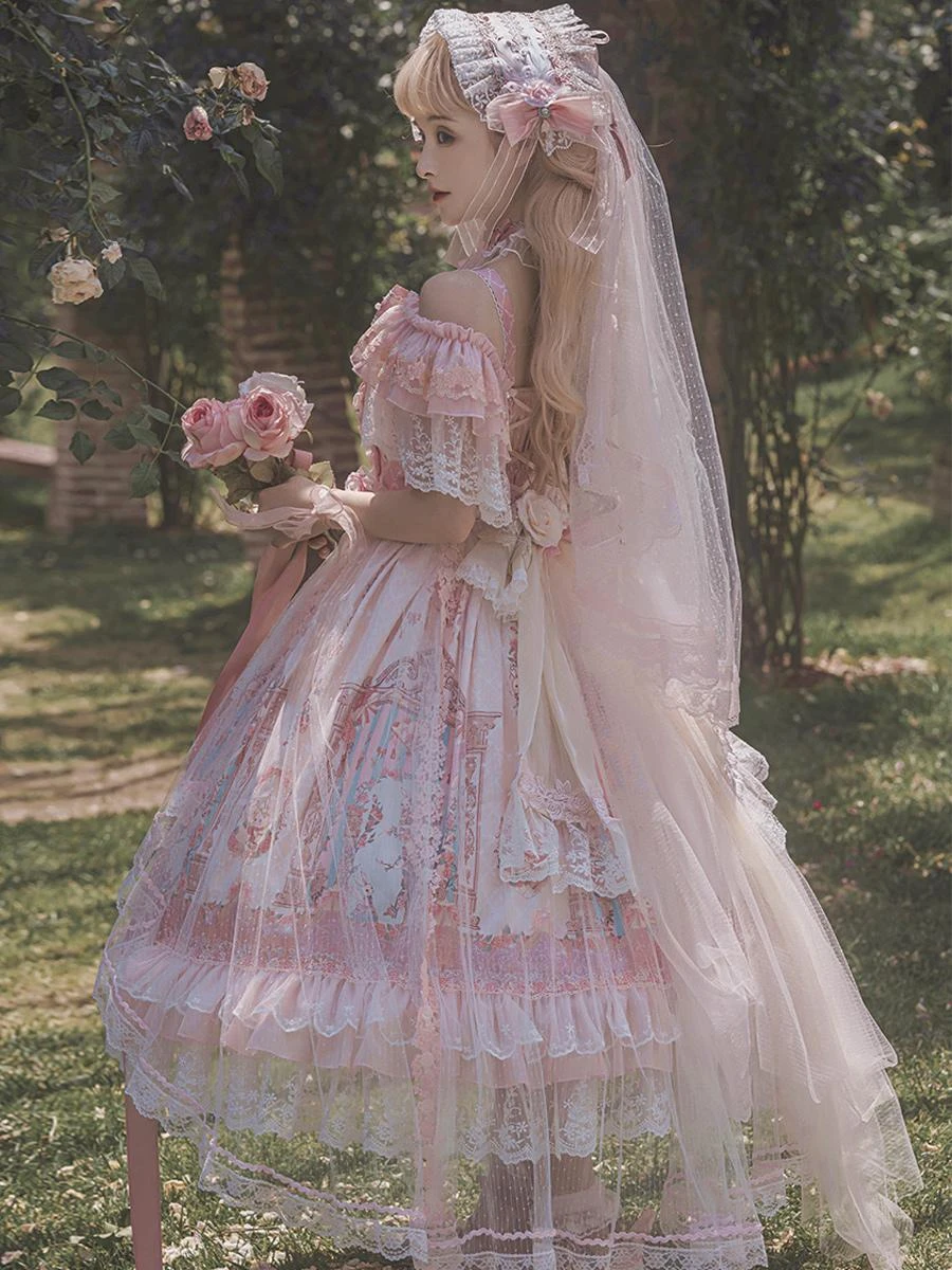 Sweet Lolita Dress Polyester Sleeveless Lolita Wedding Dress Bride Hime Lolita Dress - Image 5