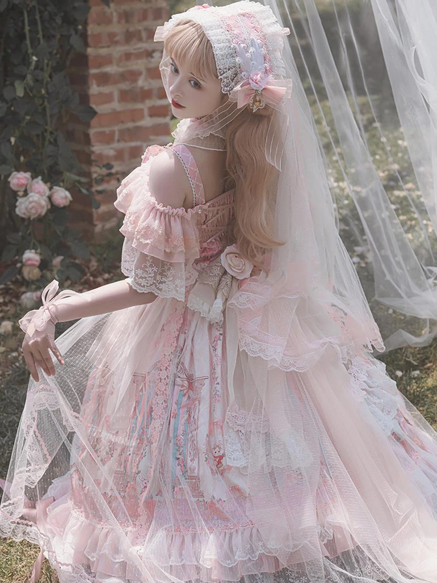 Sweet Lolita Dress Polyester Sleeveless Lolita Wedding Dress Bride Hime Lolita Dress - Image 6