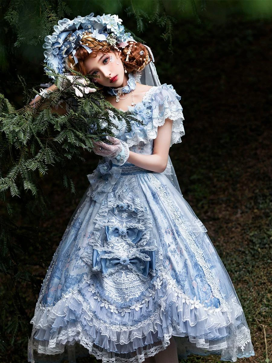 Sweet Lolita Wedding Dress Polyester Short Sleeves Lolita Wedding Dress Bride Lolita Dress