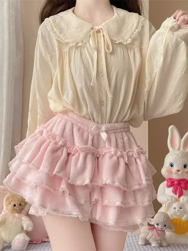 Sweet Lolita Bloomers Ruffles Lace Pink Lolita Shorts - Image 3