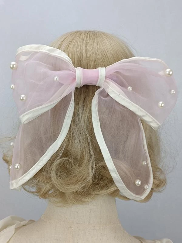 ROCOCO Style Lolita Accessories Ecru White Pearls Headwear Bow Miscellaneous - Image 2