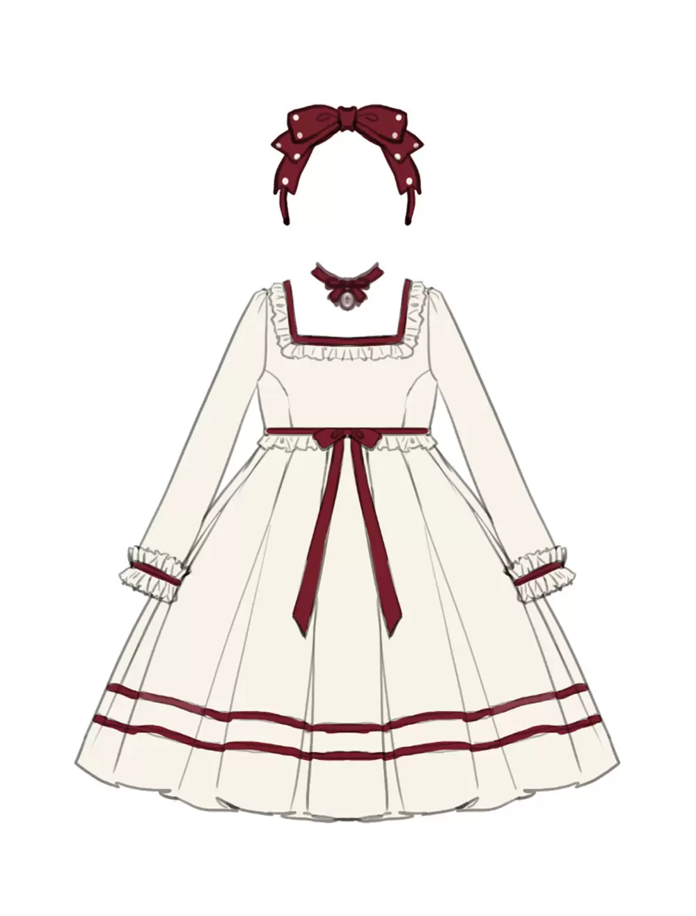 Lolitashow Exclusive Sweet Lolita Dress Polyester Long Sleeves Polyester Summer Tea Party Dress - Image 2