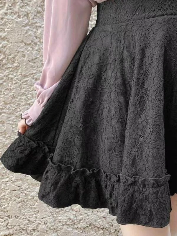 Gothic Lolita Skirt Black Grommets Ruffles Lolita Skirts - Image 8