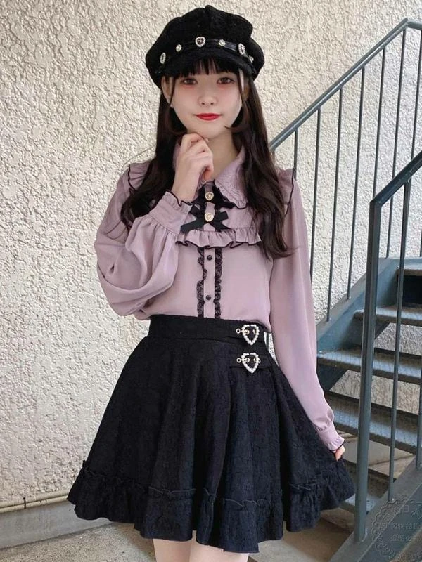 Gothic Lolita Skirt Black Grommets Ruffles Lolita Skirts - Image 5