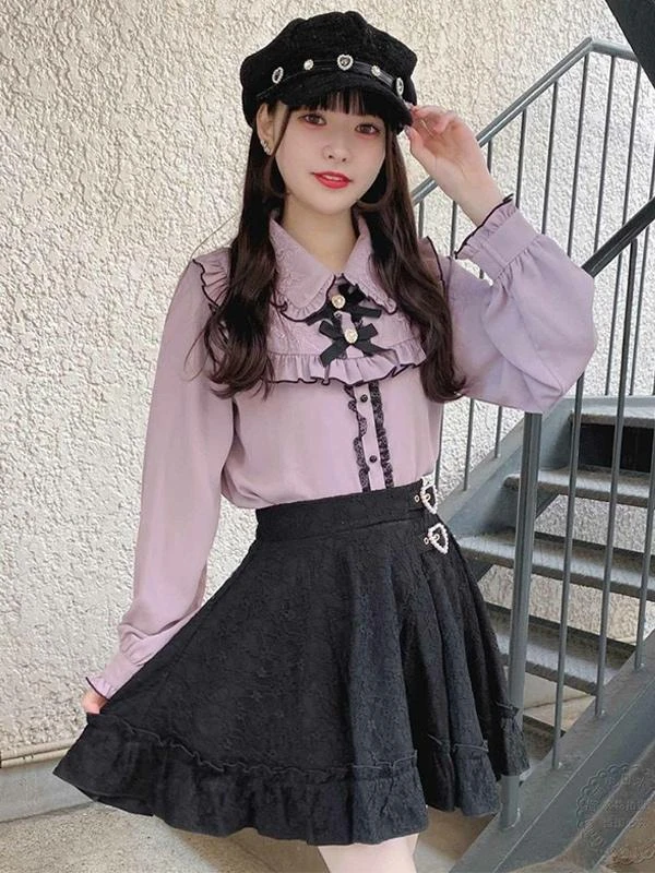 Gothic Lolita Skirt Black Grommets Ruffles Lolita Skirts - Image 4