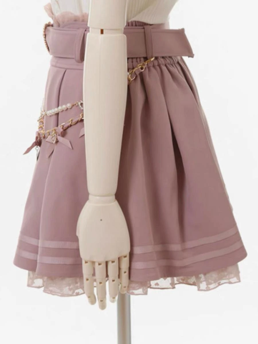 Steampunk Lolita SK White Grommets Pleated Lolita Skirts - Image 4