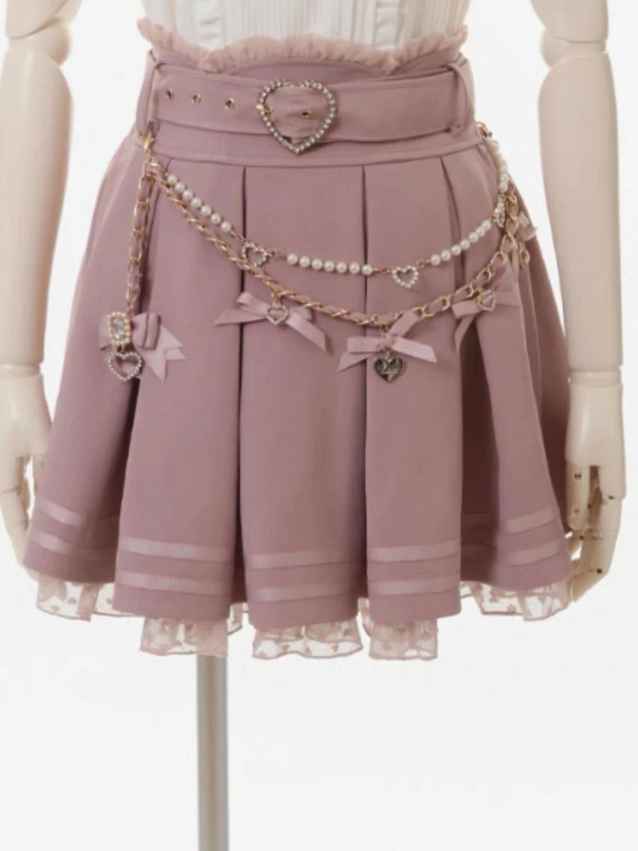 Steampunk Lolita SK White Grommets Pleated Lolita Skirts - Image 3