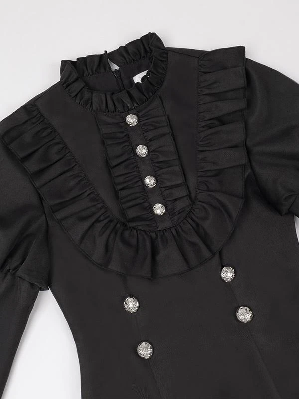 Gothic Lolita Dresses Flowers Ruffles Black Black - Image 10