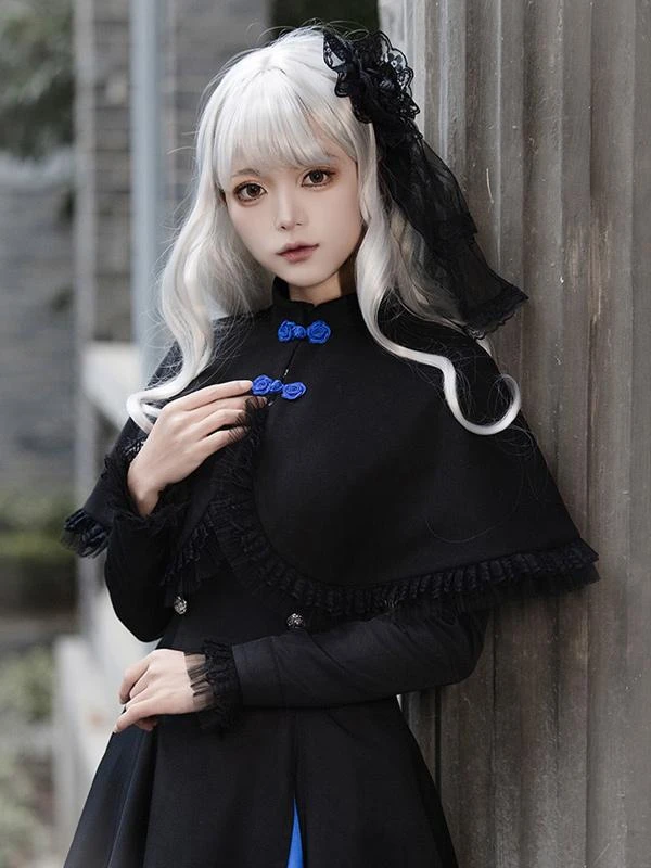 Gothic Lolita Dresses Flowers Ruffles Black Black - Image 8