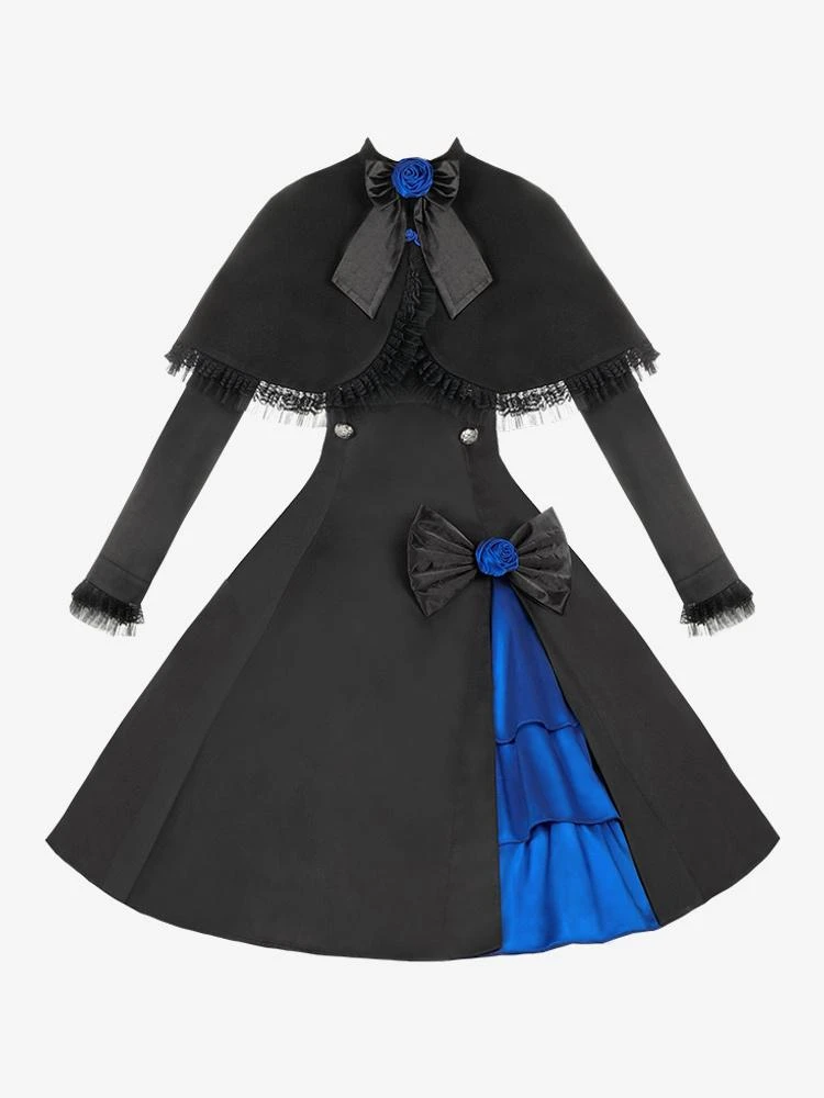 Gothic Lolita Dresses Flowers Ruffles Black Black - Image 9