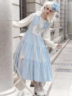 Sweet Lolita Dress Polyester Long Sleeves Dress Pastoral Style Lolita Dress