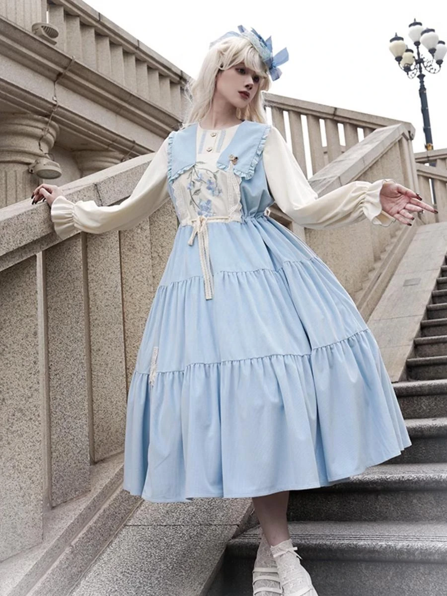 Sweet Lolita Dress Polyester Long Sleeves Dress Pastoral Style Lolita Dress - Image 7