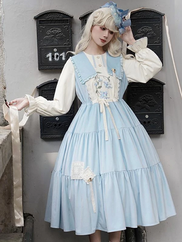 Sweet Lolita Dress Polyester Long Sleeves Dress Pastoral Style Lolita Dress - Image 9