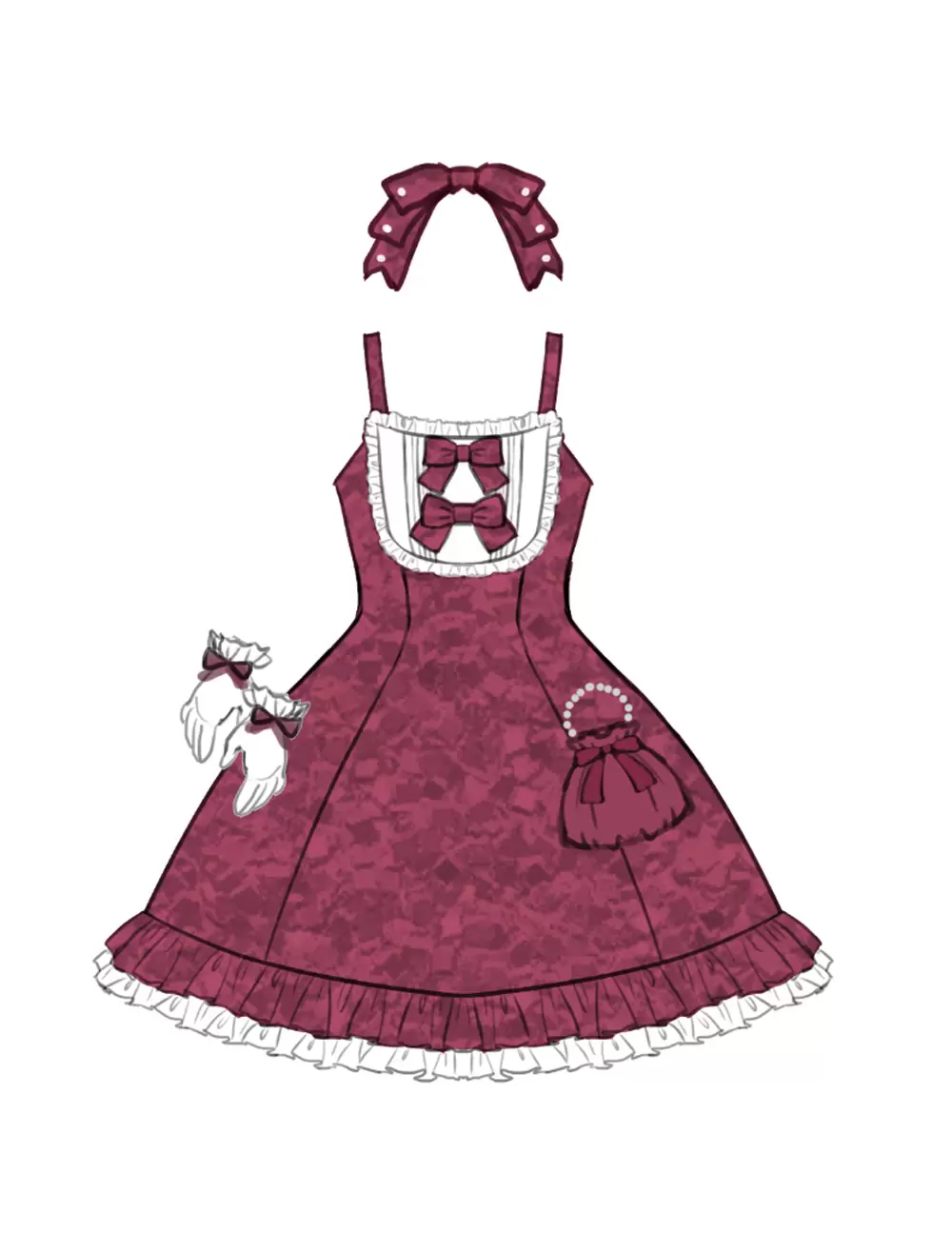 JSK Lolitashow Exclusive Sweet Lolita Dress Velour Sleeveless Jumper Lace Bows Ruffles Daily Casual Dress - Image 2