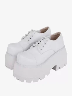 Gothic Lolita Footwear White Round Toe PU Leather Lolita Pumps