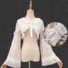 Sweet Ecru White Long Sleeves Ruffles