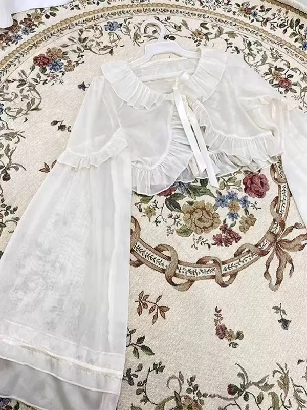 Sweet Ecru White Long Sleeves Ruffles - Image 6