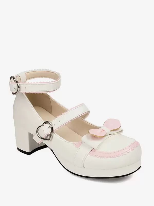 Sweet Lolita Footwear Red Bows PU Leather Chunky Heel Lolita Pumps - Image 9