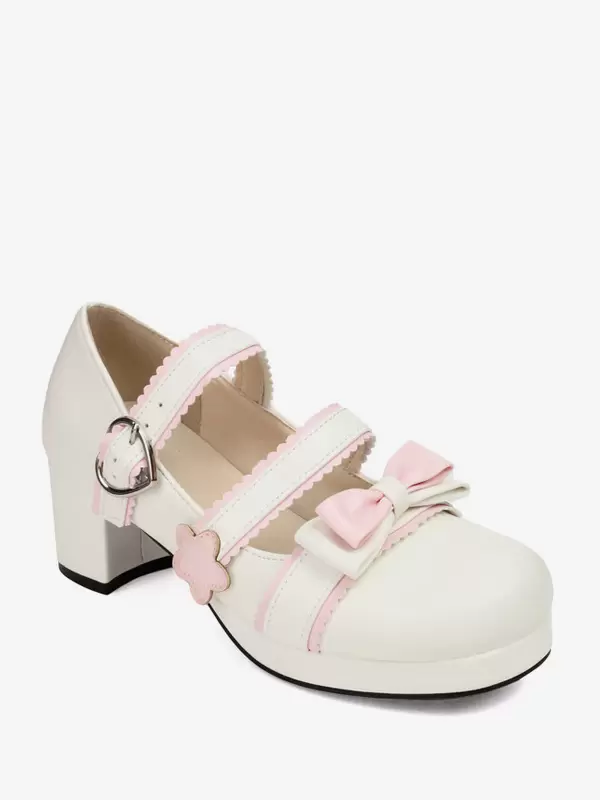 Sweet Lolita Footwear Black Bows PU Leather Chunky Heel Lolita Shoes - Image 7