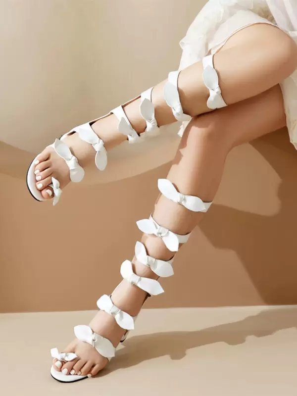 Sweet Lolita Sandals Bows Round Toe PU Leather Pink Lolita Summer Shoes - Image 8