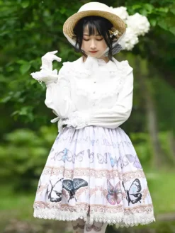 Sweet Lolita SK Lace As Image Butterfly Pattern Lolita Skirts