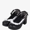 Sweet Lolita Footwear White Bows Bow PU Leather Chunky Heel Lolita Pumps
