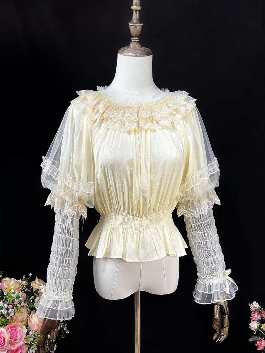 Sweet Lolita Blouses Ruffles Long Sleeves Lolita Top Blouse White Lolita Shirt - Image 6