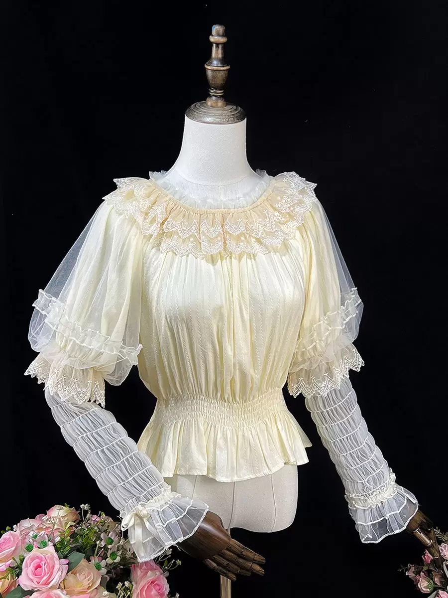 Sweet Lolita Blouses Ruffles Long Sleeves Lolita Top Blouse White Lolita Shirt - Image 7