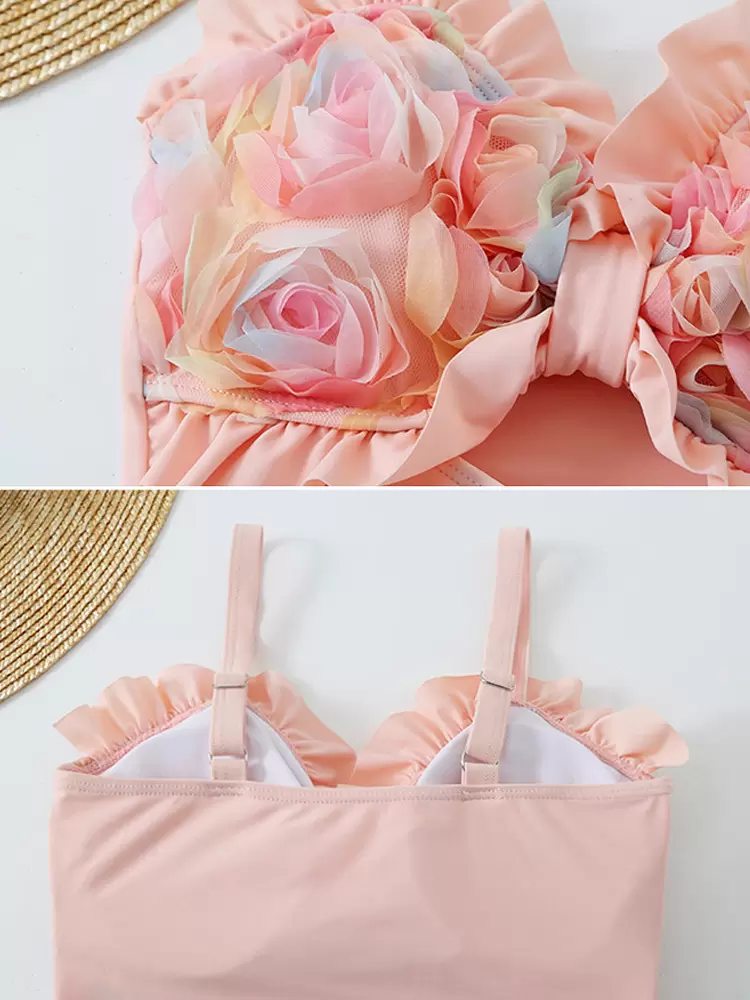 Sweet Lolita Swimsuits Light Sky Blue Ruffles Flowers Sleeveless Jumpsuit - Image 9