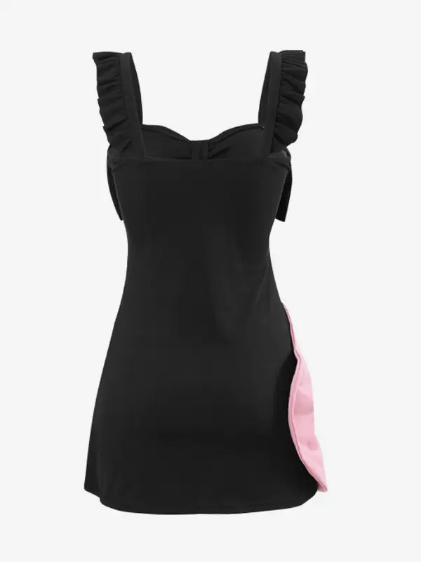 Sweet Lolita Swimsuits Black Ruffles Bows Sleeveless Dress Pants - Image 7