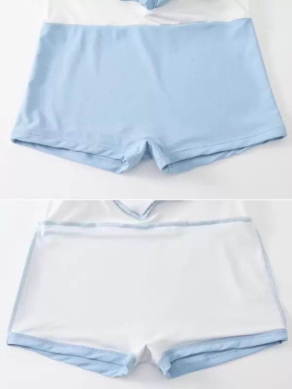 ROCOCO Style Lolita Swimsuits Light Sky Blue Plaid Bows Ruffles Sleeveless Jumpsuit - Image 8