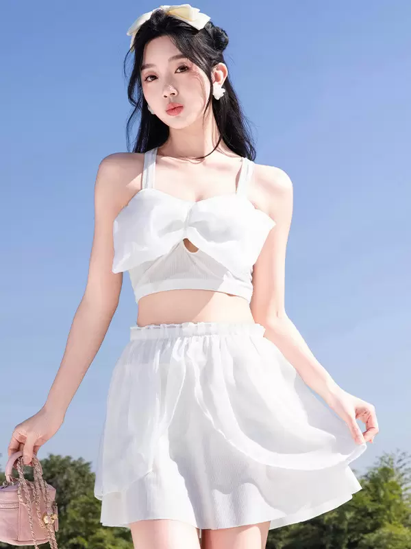 Sweet Lolita Swimsuits Black Bows Ruffles Sleeveless Skirt Top - Image 5