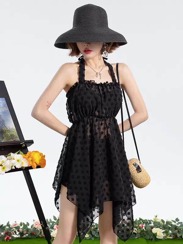 ROCOCO Style Lolita Swimsuits Ecru White Flowers Sleeveless Top Dress Pants - Image 8