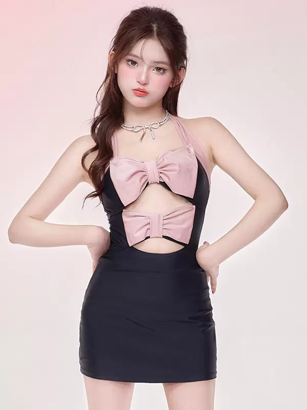 Sweet Lolita Swimsuits Black Bows Color Block Sleeveless Jumpsuit - Image 7