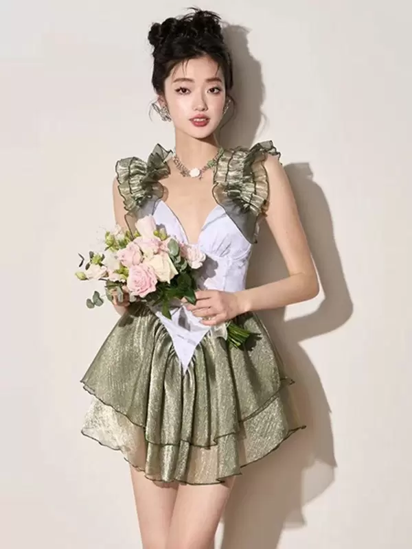 Sweet Lolita Swimsuits Pink Tiered Ruffles Floral Print Sleeveless Jumpsuit